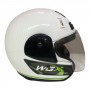 WOGEN YARIM YAZLIK KASK BEYAZ YEŞİL ÇİZGİLİ KARBON DESENLİ